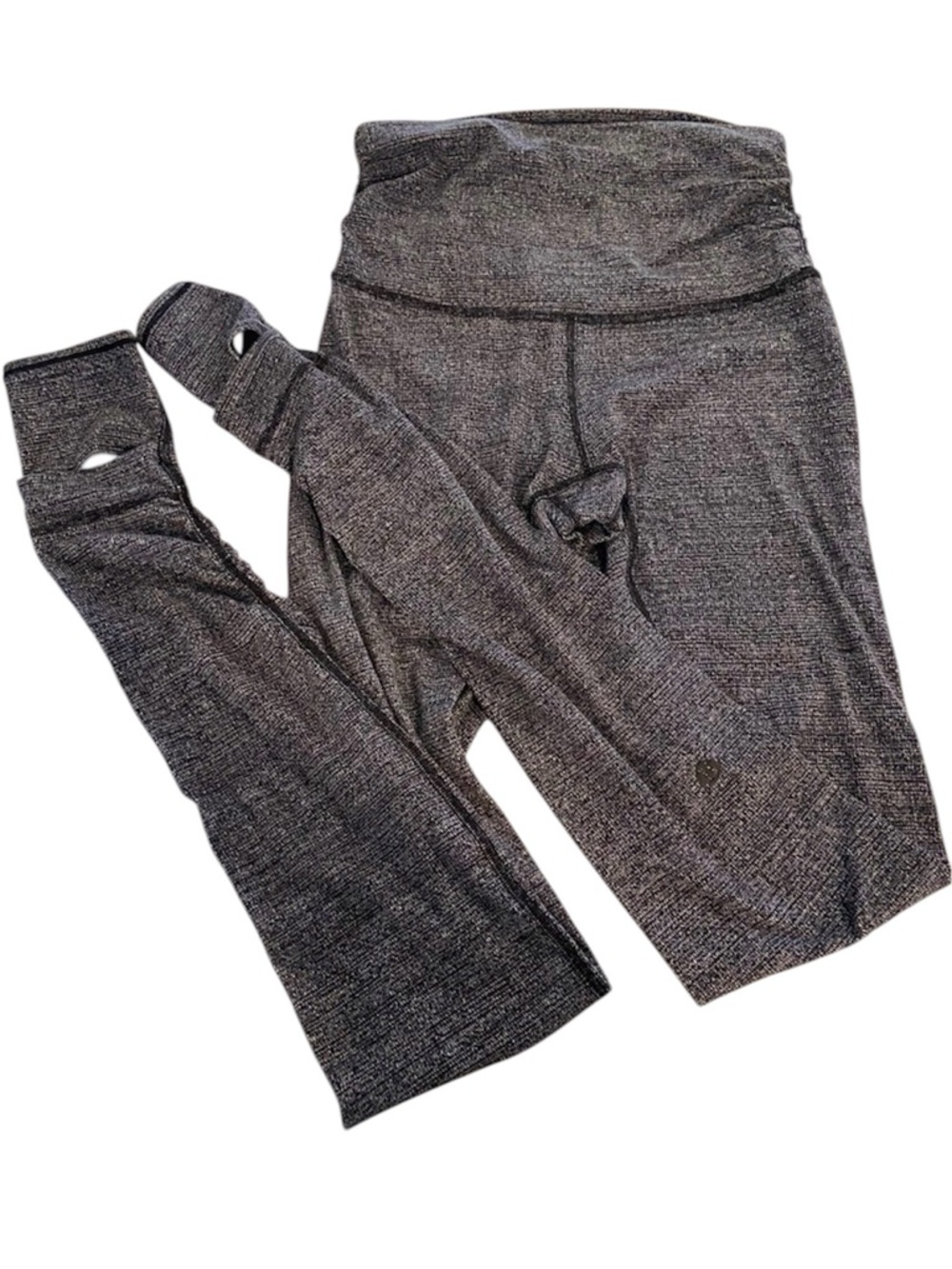 Lululemon Still Mind Tights High Rise Interlink Ice Grey Black Pant Sz 6